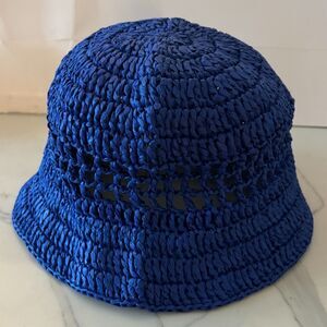 H&M Blue Woven Bucket Hat Flapper Style Beach Summer Size Medium NEW WITH TAGS